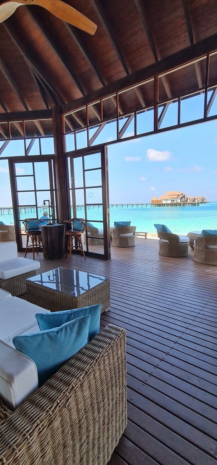 Overwater villa terrace in Maldives